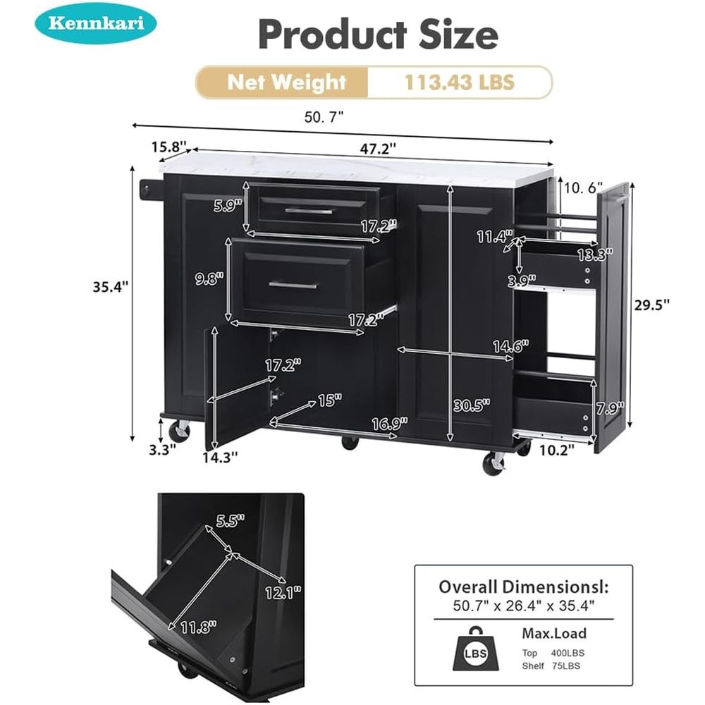 50.7 Mobile Kitchen Island wit - Mobile & Tablet Accessories recensie en prijs